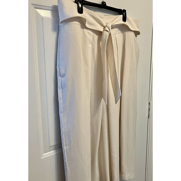 Lauren Ralph Lauren Black Label Plus Sz 18 Georgette Wide Leg Crop Pants Ivory - Picture 3 of 8
